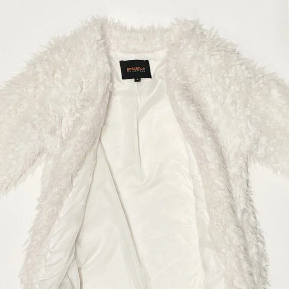 Ambiance White Faux Fur Jacket - Picture 5 of 11